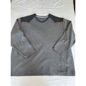 Robert Graham Mens Grey Striped V-Neck Long Sleeve Shirt Knowledge Wisdom Truth